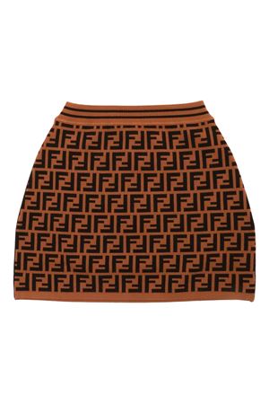 gonna in cotone marrone FENDI KIDS | JFG070AEYDF15B6
